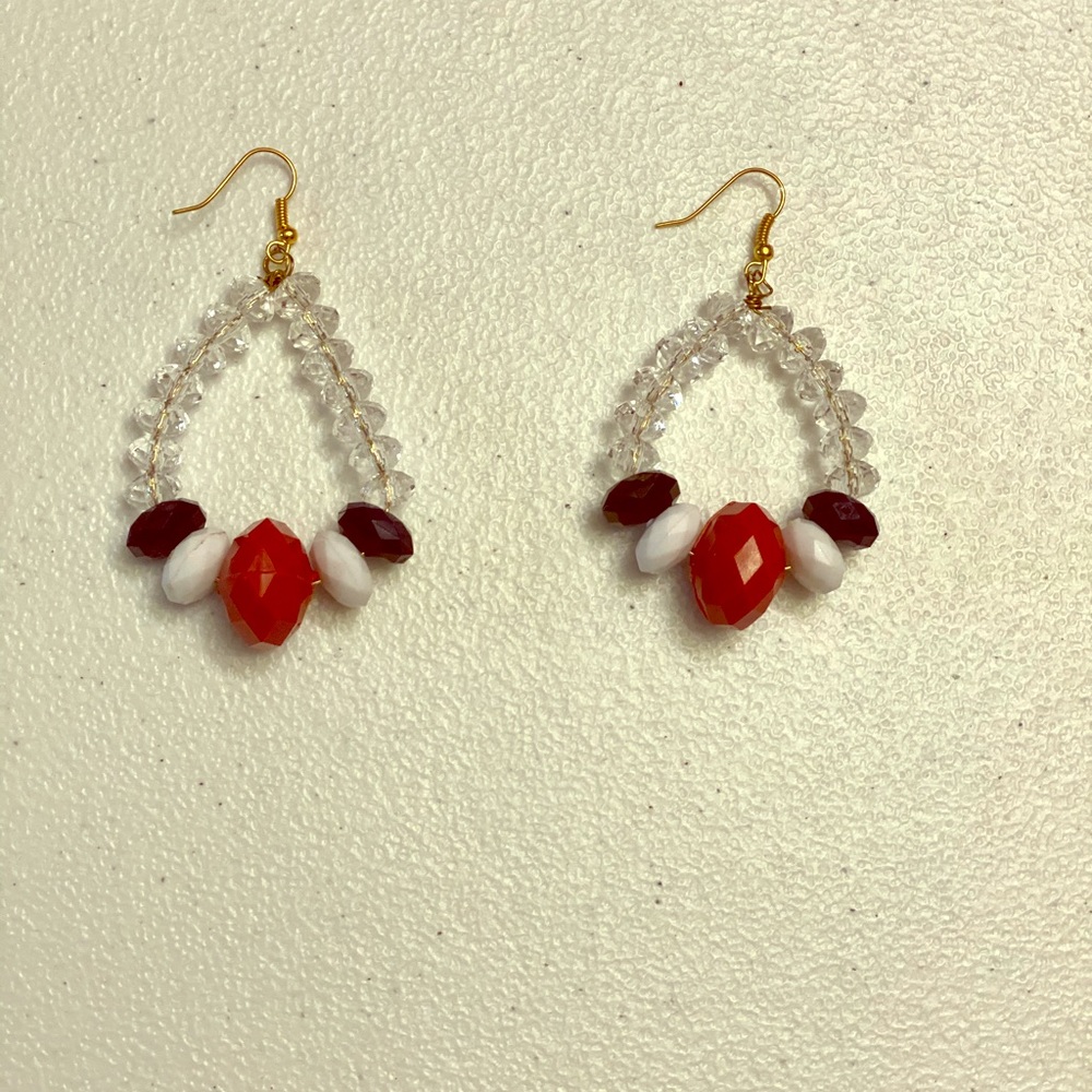 Red White Blue Hoop Earrings